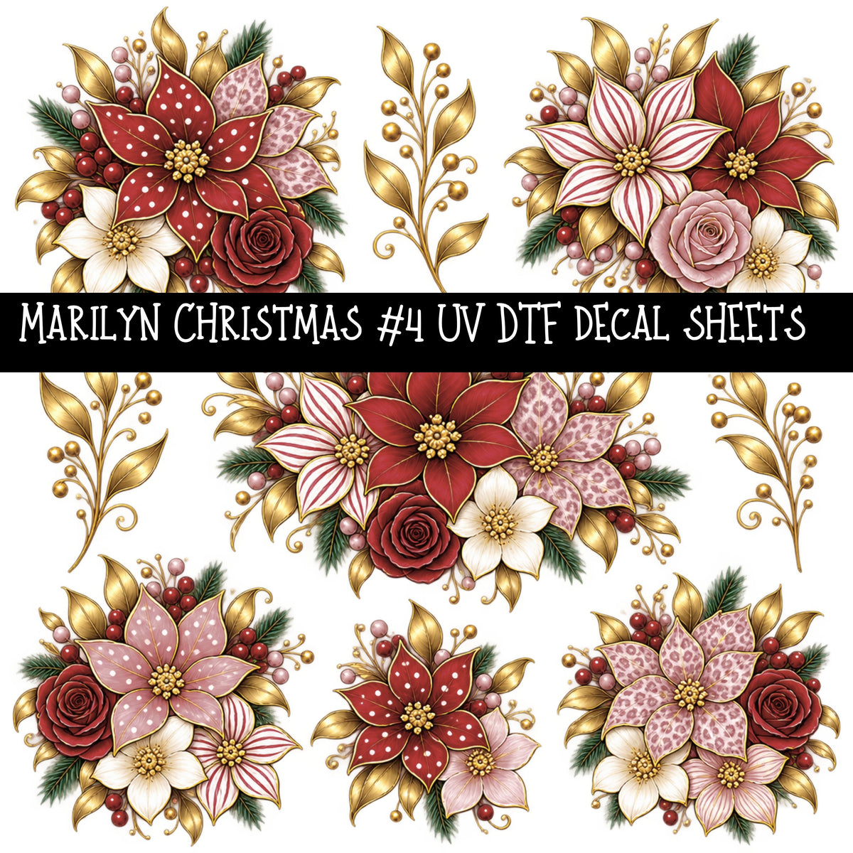 Marilyn Christmas UV DTF Decal sheets 10 Designs available