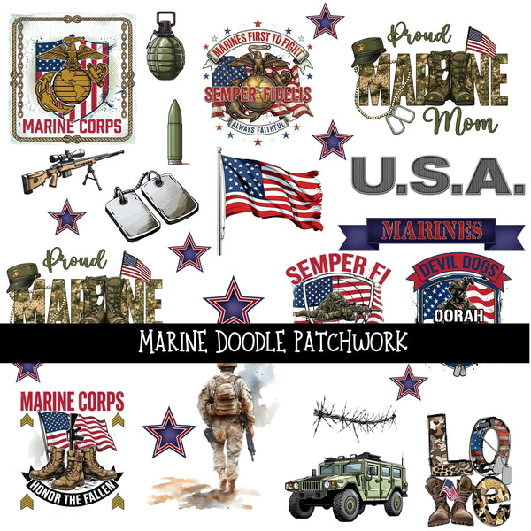 Marine Doodle Patchwork Set