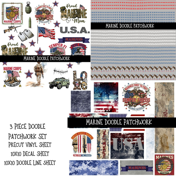 Marine Doodle Patchwork Set