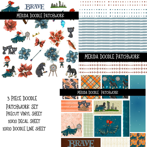 Merida UV DTF Doodle Patchwork Set