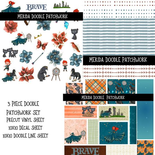 Merida UV DTF Doodle Patchwork Set