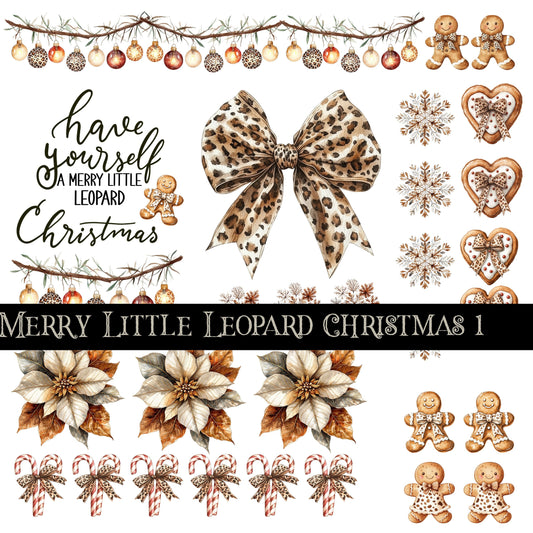 Merry Little Leopard Christmas UV DTF Decal sheet 2 Sheet Designs