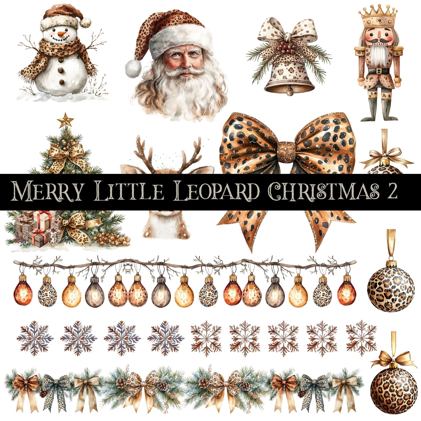 Merry Little Leopard Christmas UV DTF Decal sheet 2 Sheet Designs