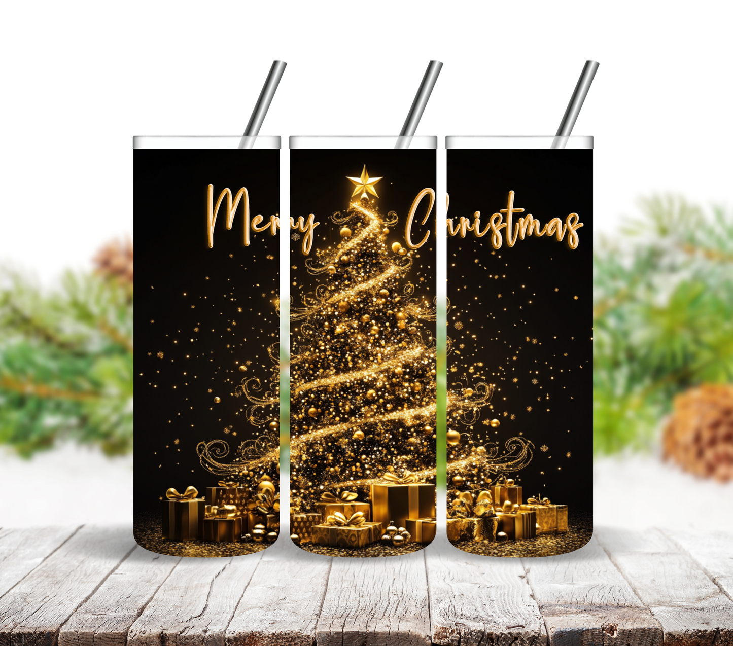 Merry Christmas Gold - Adhesive Vinyl Wrap