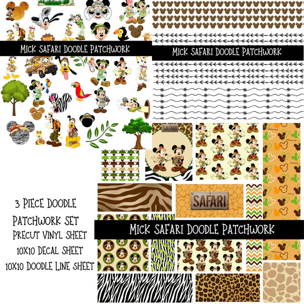 Mick Safari UV DTF Doodle Patchwork Set