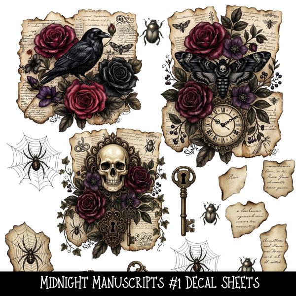 Midnight Manuscripts Torn Pages UV DTF Decal sheets 2 Designs available
