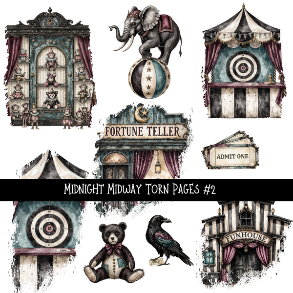 Midnight Midway Torn Pages - UV DTF Decal sheet