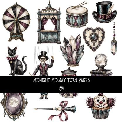 Midnight Midway Torn Pages - UV DTF Decal sheet