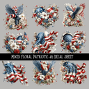 Mixed Floral Patriotic - UV DTF Decal sheets