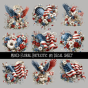 Mixed Floral Patriotic - UV DTF Decal sheets