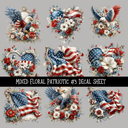 Mixed Floral Patriotic - UV DTF Decal sheets