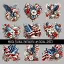Mixed Floral Patriotic - UV DTF Decal sheets