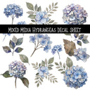 Mixed Media Hydrangeas UV DTF Decal sheets