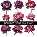 Mixed Media Peonies UV DTF Decal sheets 2 to choose from