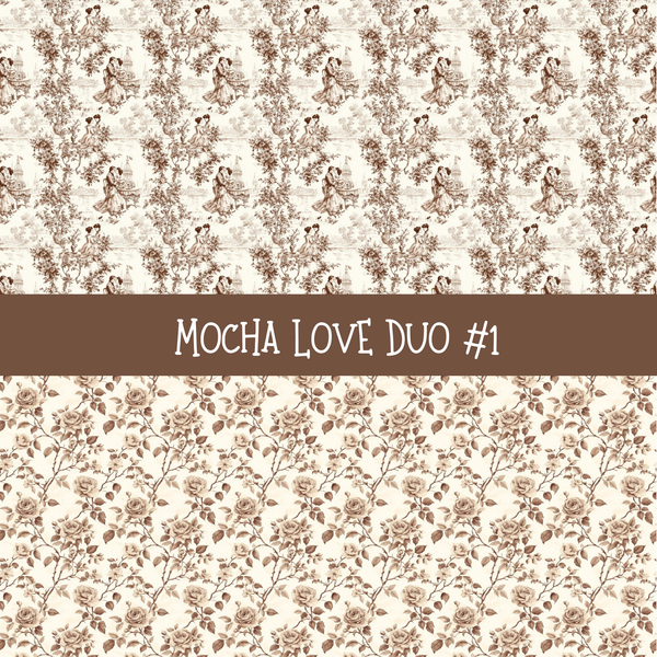 Mocha Love Duo precut vinyl sheet- 2 coordinating patterns on one sheet (7 Variants)