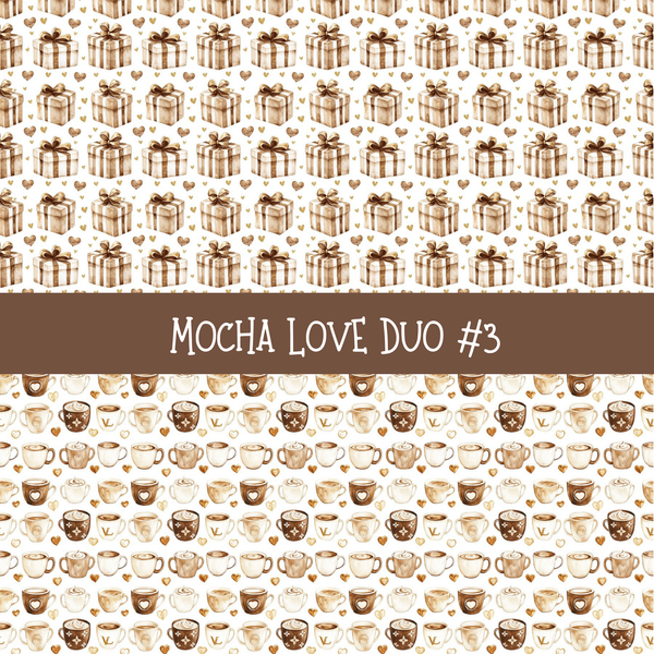Mocha Love Duo precut vinyl sheet- 2 coordinating patterns on one sheet (7 Variants)