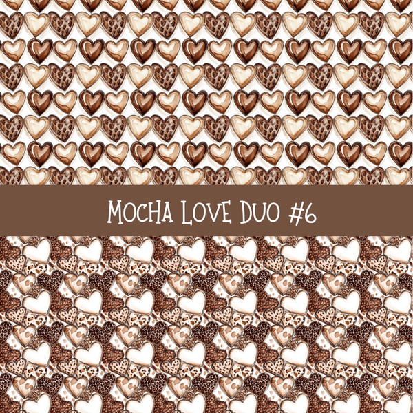 Mocha Love Duo precut vinyl sheet- 2 coordinating patterns on one sheet (7 Variants)