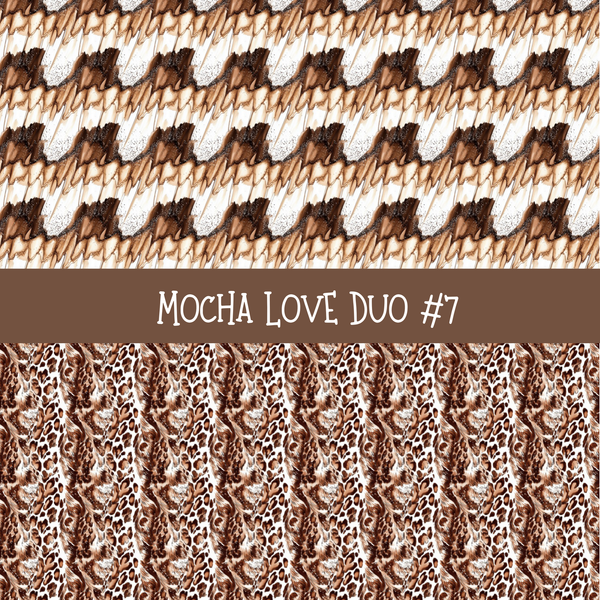 Mocha Love Duo precut vinyl sheet- 2 coordinating patterns on one sheet (7 Variants)
