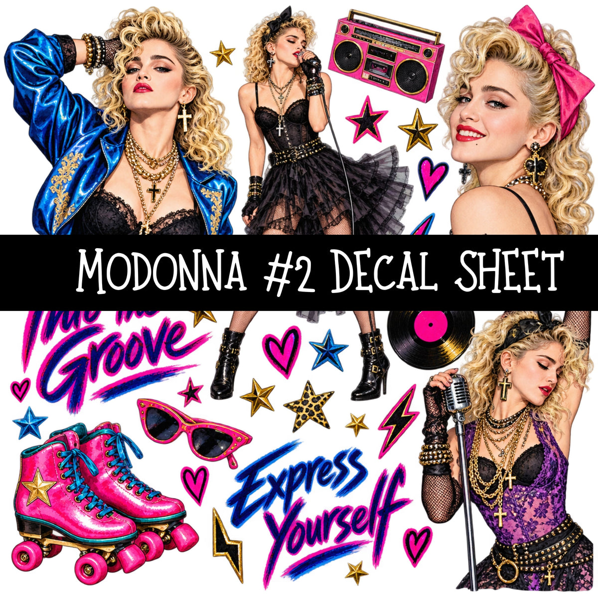 Madonna UV DTF Decal sheets 8 Designs available