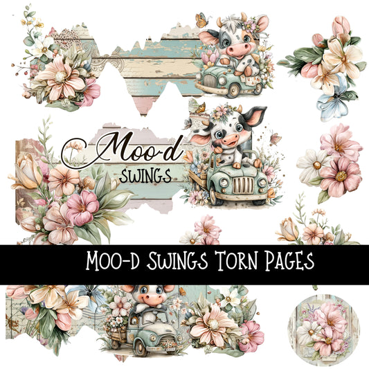 Moo-d Swings Torn Pages UV DTF Decal sheets