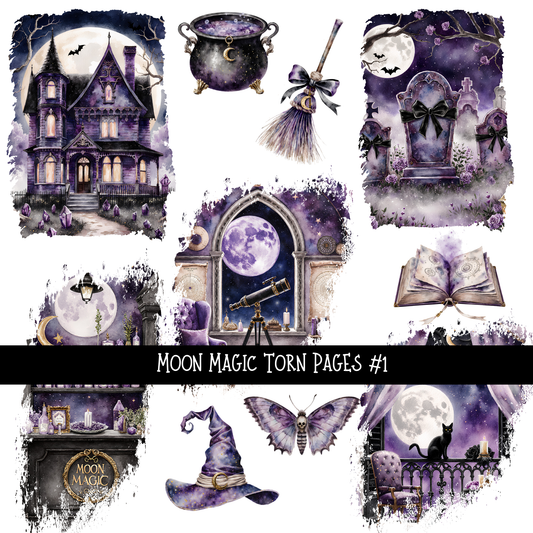 Moon Magic Torn Pages - UV DTF Decal sheet