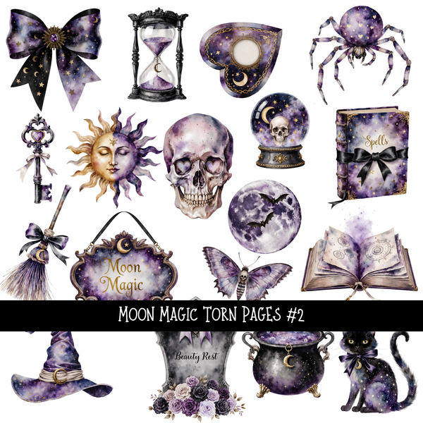 Moon Magic Torn Pages - UV DTF Decal sheet