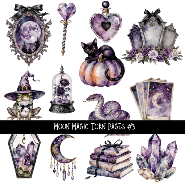 Moon Magic Torn Pages - UV DTF Decal sheet