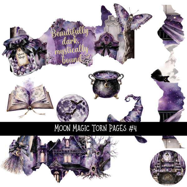 Moon Magic Torn Pages - UV DTF Decal sheet