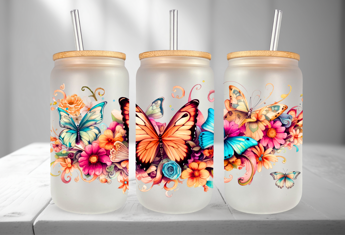 Butterfly - UV DTF 16oz Libbey wrap