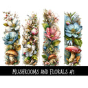 Mushrooms and Florals panels UV DTF Decal sheet 2 designs to choose from