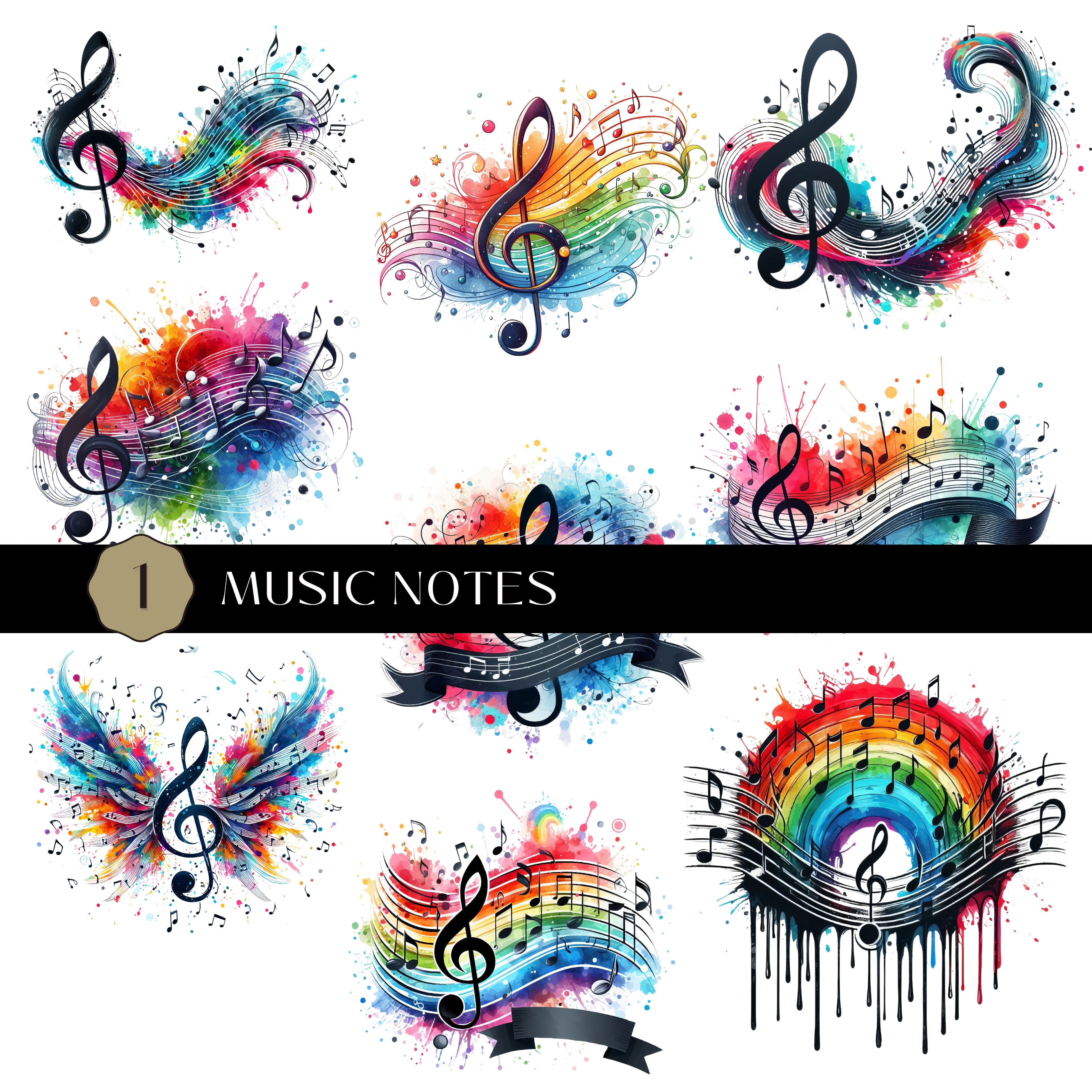 Music Notes UV DTF Decal Sheet – 3D Undercover