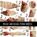 Music and Roses Torn Sheets UV DTF Decal sheets