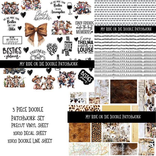 My Ride or die Doodle Patchwork Set