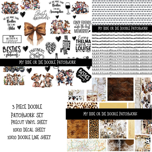 My Ride or die Doodle Patchwork Set