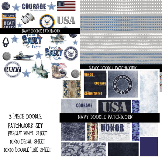 Navy Doodle Patchwork Set