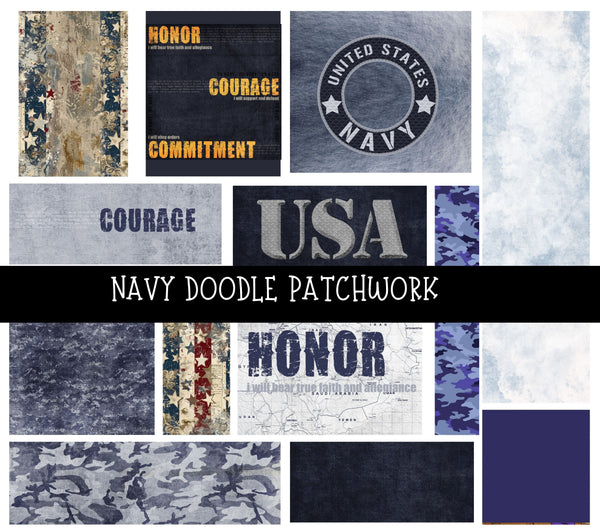 Navy Doodle Patchwork Set