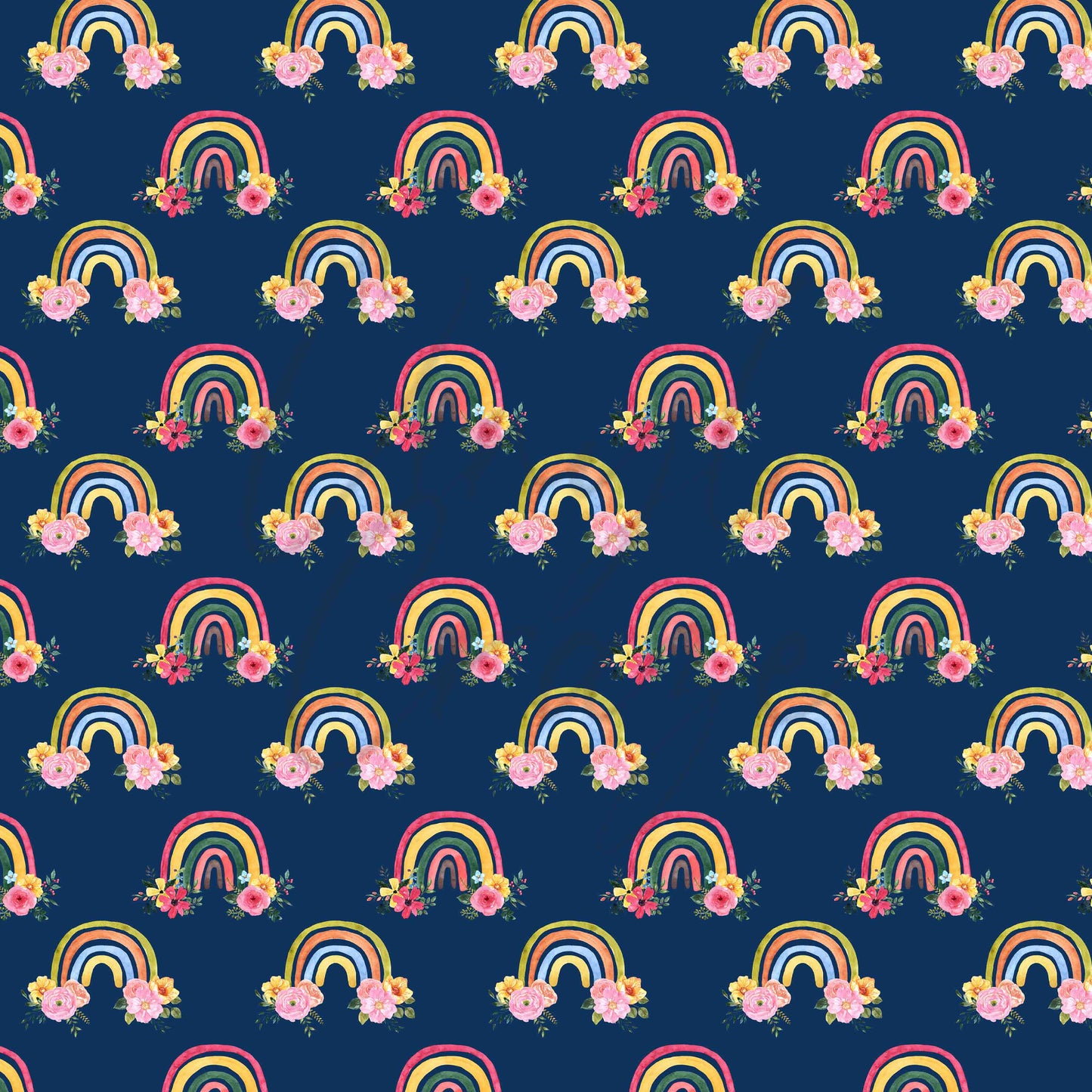 Navy Rainbow Florals - Adhesive Vinyl Sheets