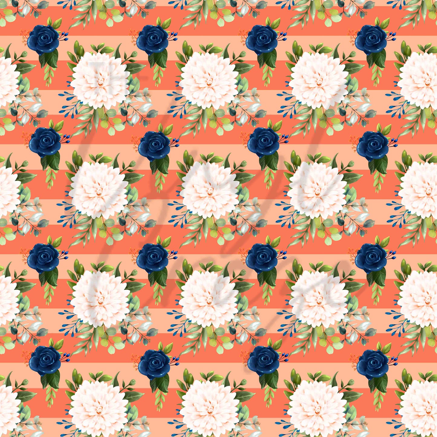 Navy Blue, Pink and Peach Florals - Adhesive Vinyl Sheets