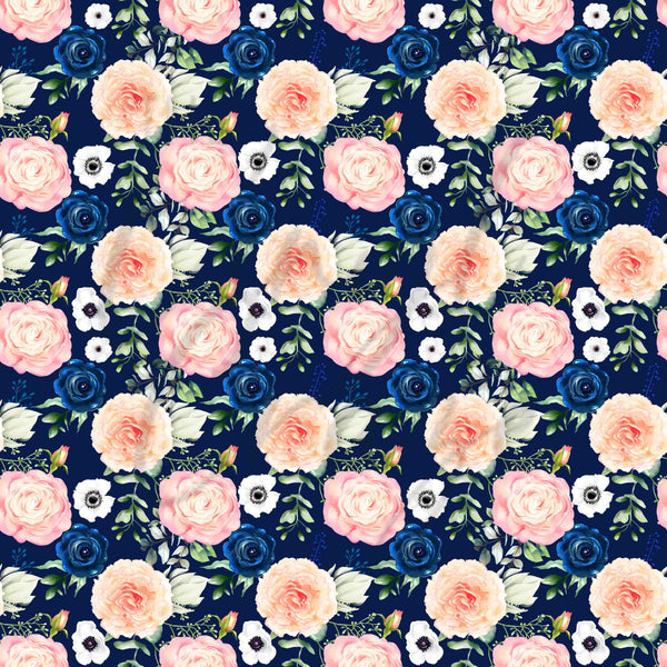 Navy Blue, Pink and Peach Florals - Adhesive Vinyl Sheets