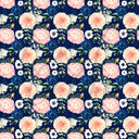 Navy Blue, Pink and Peach Florals - Adhesive Vinyl Sheets