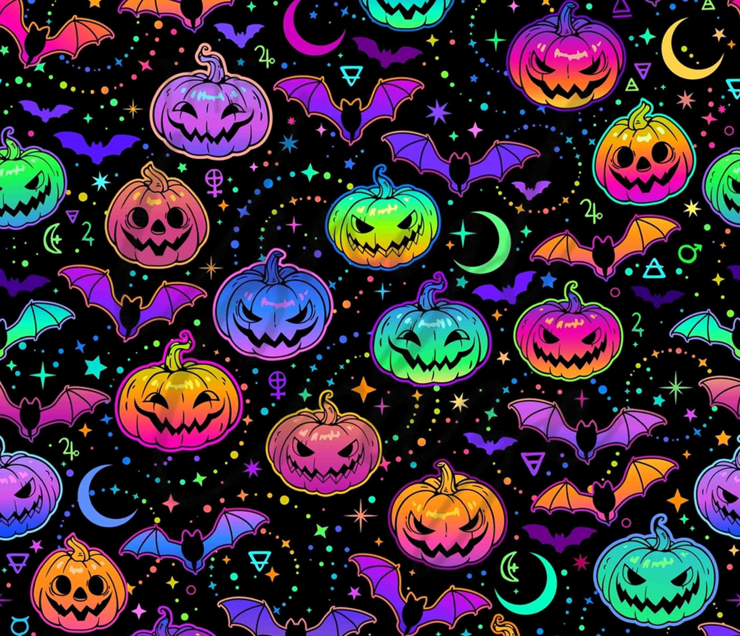 Neon Bats & Pumpkins - Adhesive Vinyl Wrap