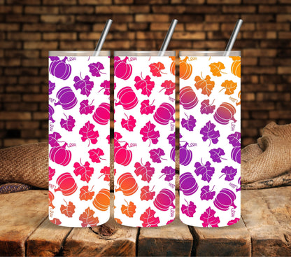 Neon Pumpkins Pattern UV DTF tumbler wraps