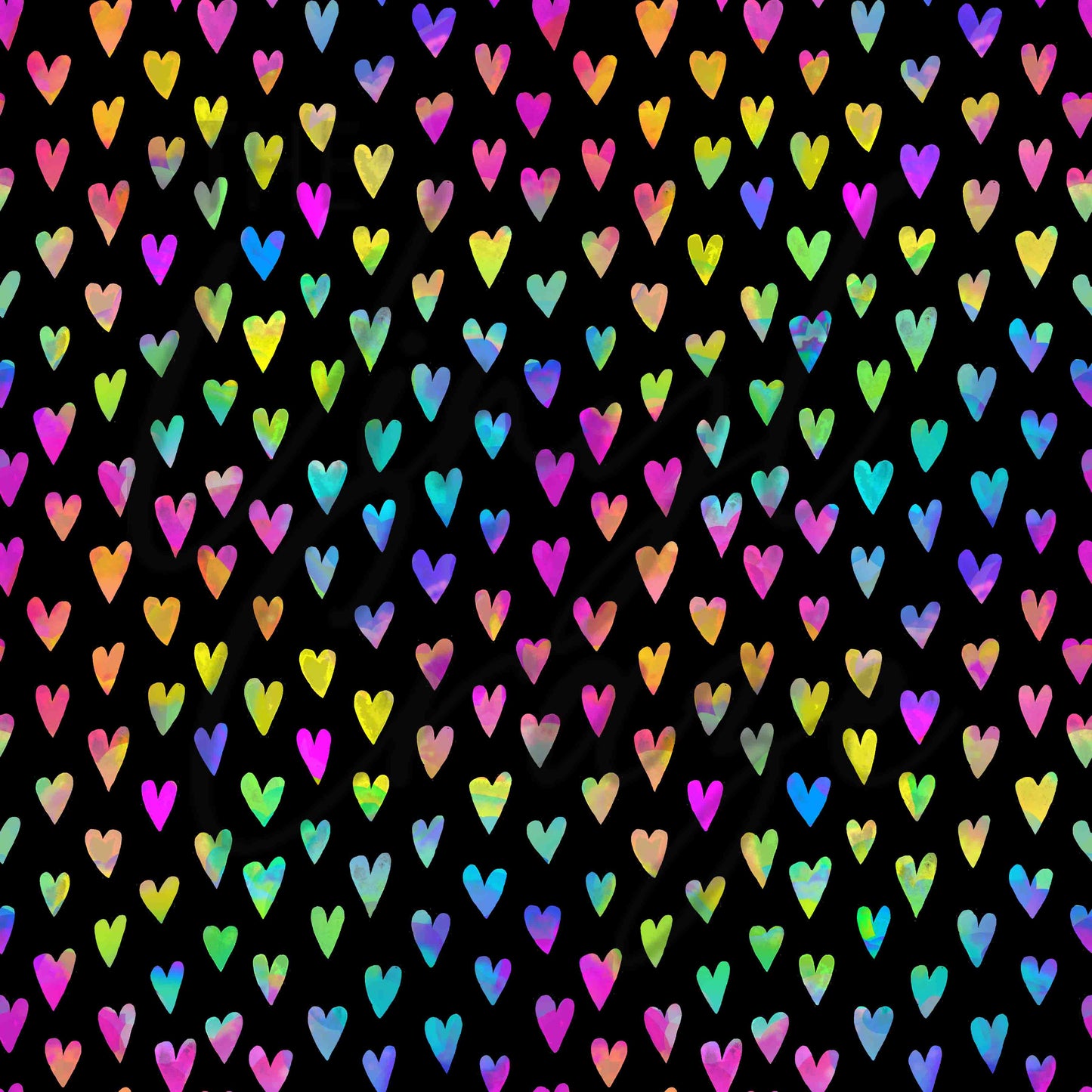 Neon Hearts on Black - Adhesive Vinyl Sheets