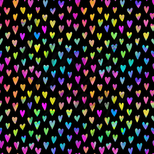 Neon Hearts on Black - Adhesive Vinyl Sheets