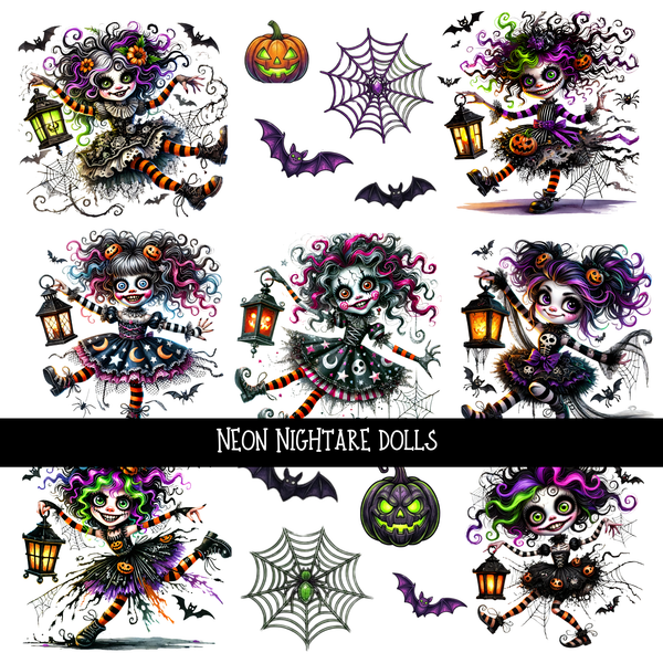 Neon Nightmare dolls - UV DTF Decal sheet