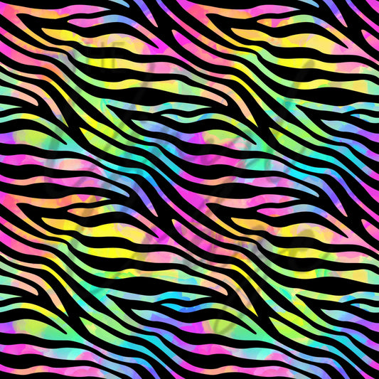 Neon Rainbow Zebra - Adhesive Vinyl Sheets