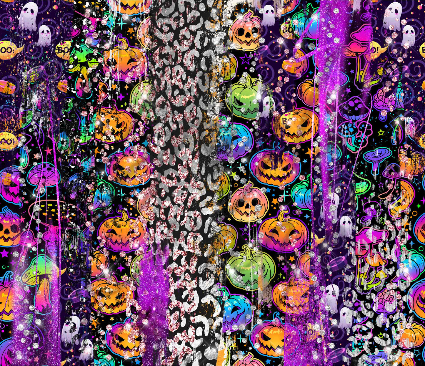 Neon Trippy Halloween Pumpkins - Adhesive Vinyl Wrap