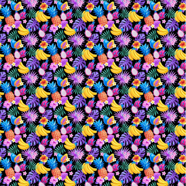 Neon Tropical On Black - Adhesive Vinyl Sheets