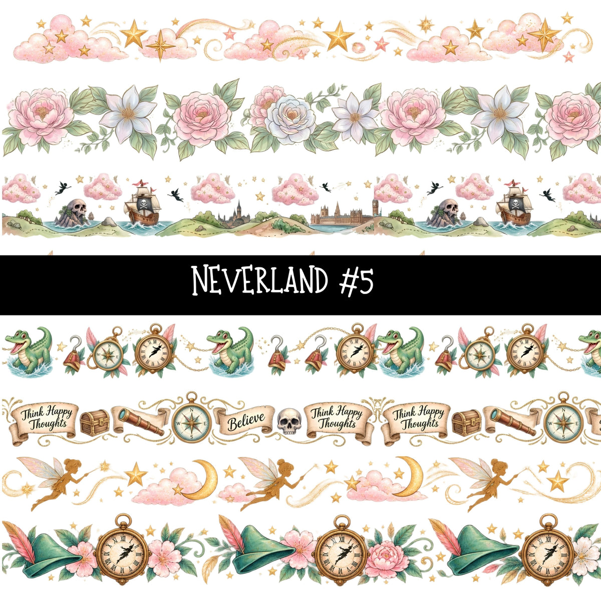 Neverland Torn Pages UV DTF Decal sheets 5 Designs available
