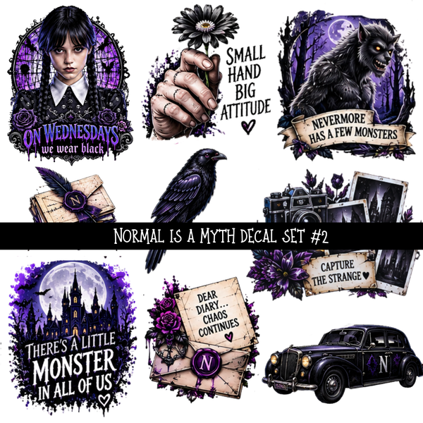 Normal is a Myth decal set UV DTF Decal sheets 6 Designs available